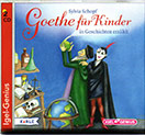 CD- / Buchcover: Goethe für Kinder in Geschichten erzählt. Der alte Magier und Wissenschaftler Faust, hinter ihm steht grinsend Mephisto, der Teufel