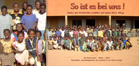 Cover des Buchs So ist es bei uns! Zu sehen ist eine Gruppe westafrikanischer Kinder vor einem Gebäude.
